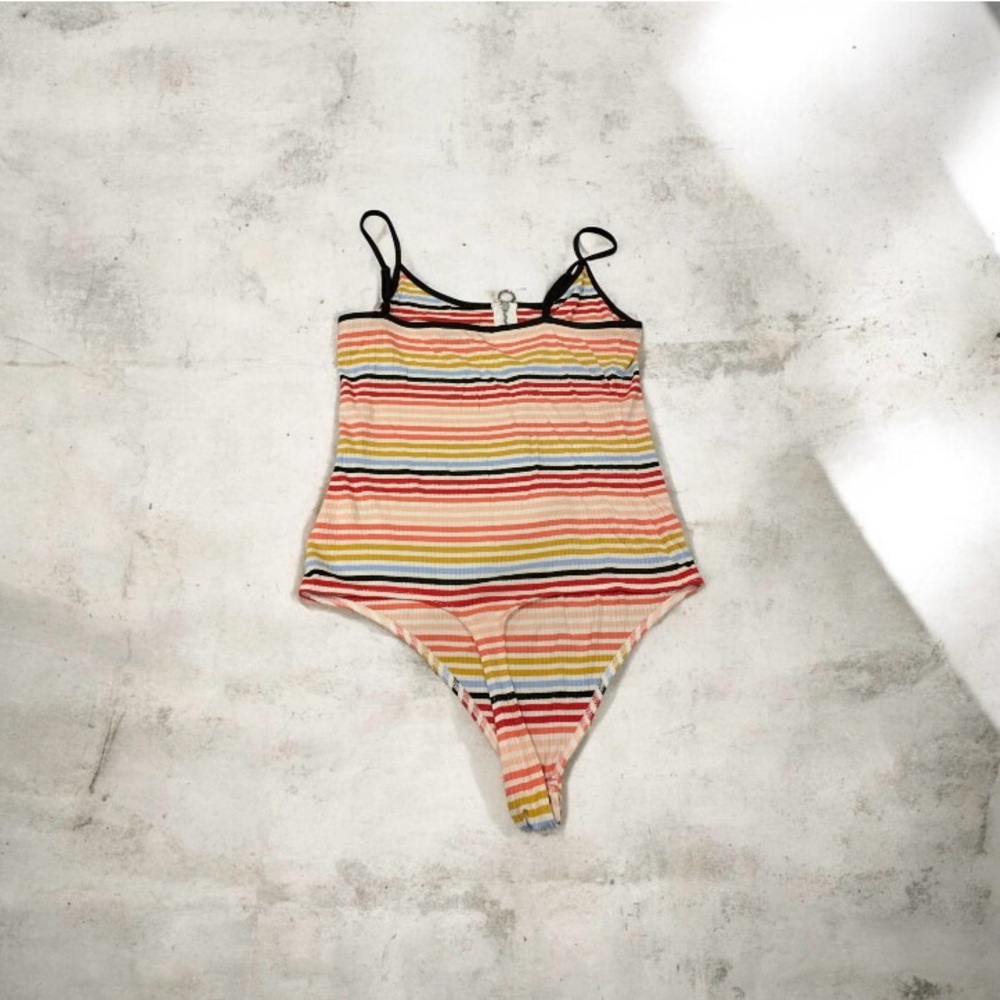 Express Multicolor Striped Ribbed Bodysuit - Picture 6 of 9